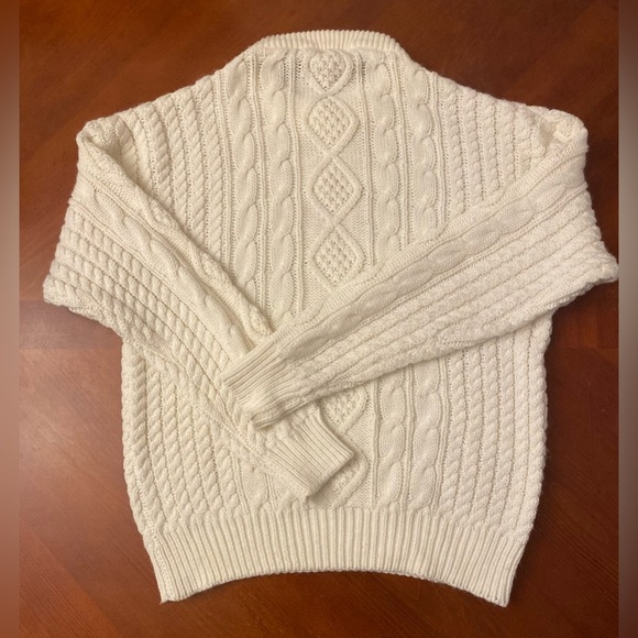 Vintage Grenadier Medium Women’s Sweater Cableknit Crew Neck White - Picture 2 of 7